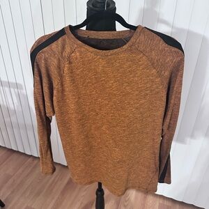 Zara tan and Black orange tone long sleeve blouse